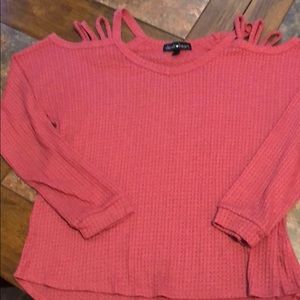 Derek Heart Cold Shoulder Sweater